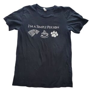 Im A Simple Person, Black Short Sleeve Tshirt, Juniors,‎ Small, GOT-Coffee-Dogs